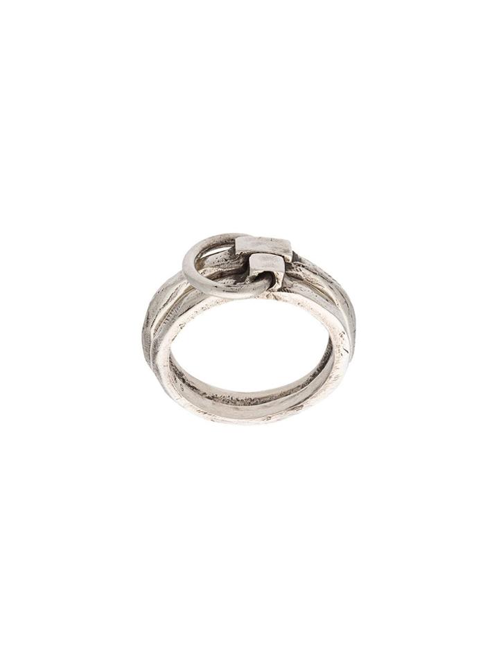Henson Linked Carved Ring Set - Metallic