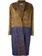 Alberto Biani Contrasting Panel Coat, Women's, Size: 44, Brown, Viscose/acetate/polyester