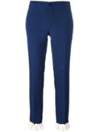 Gucci Frill Detail Slim Fit Trousers, Women's, Size: 44, Blue, Silk/wool/viscose/polyester
