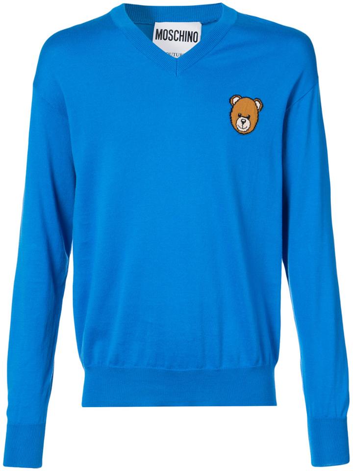 Moschino Teddy V-neck Sweater - Blue