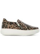 Les Hommes Leopard Print Slip-on Sneakers - Brown