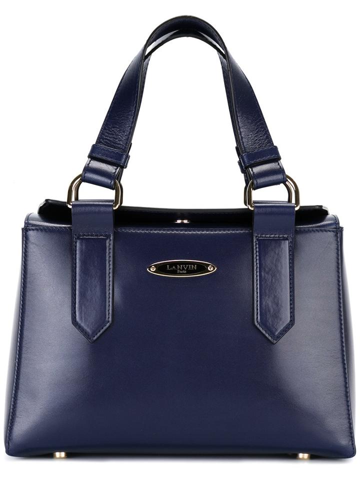 Lanvin Small Tote, Women's, Blue, Calf Leather/cotton