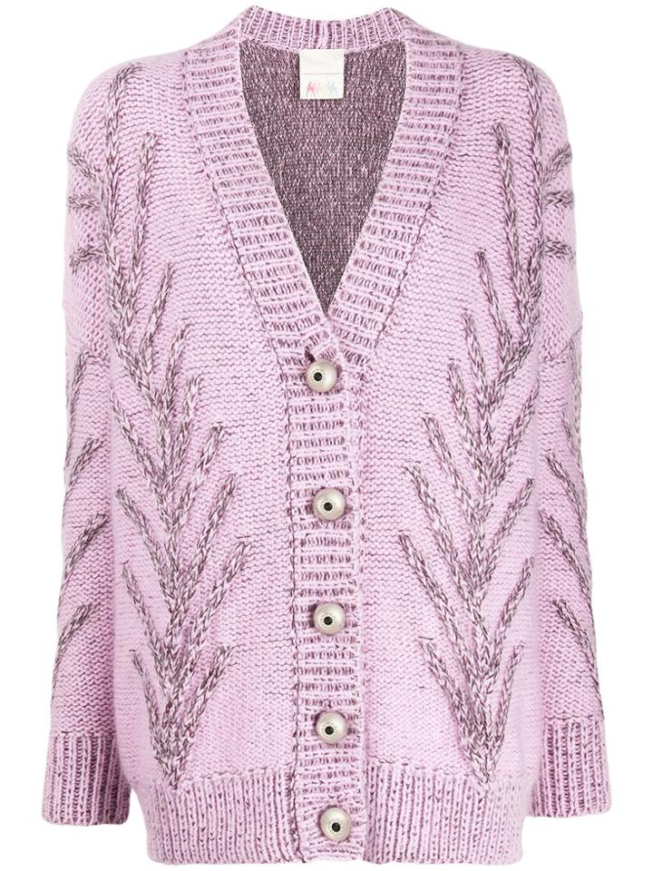 Marco De Vincenzo Chunky Knit Cardigan - Pink