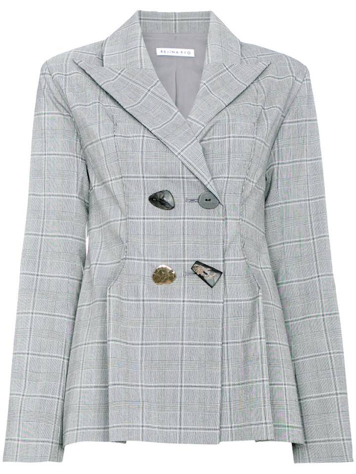 Rejina Pyo Double Breasted Cotton Blazer - Grey
