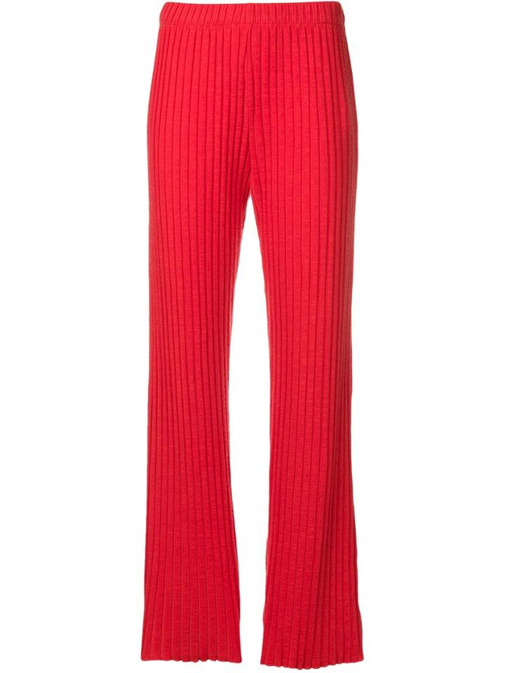 Simon Miller Rib Knit Wide Leg Trousers - Red