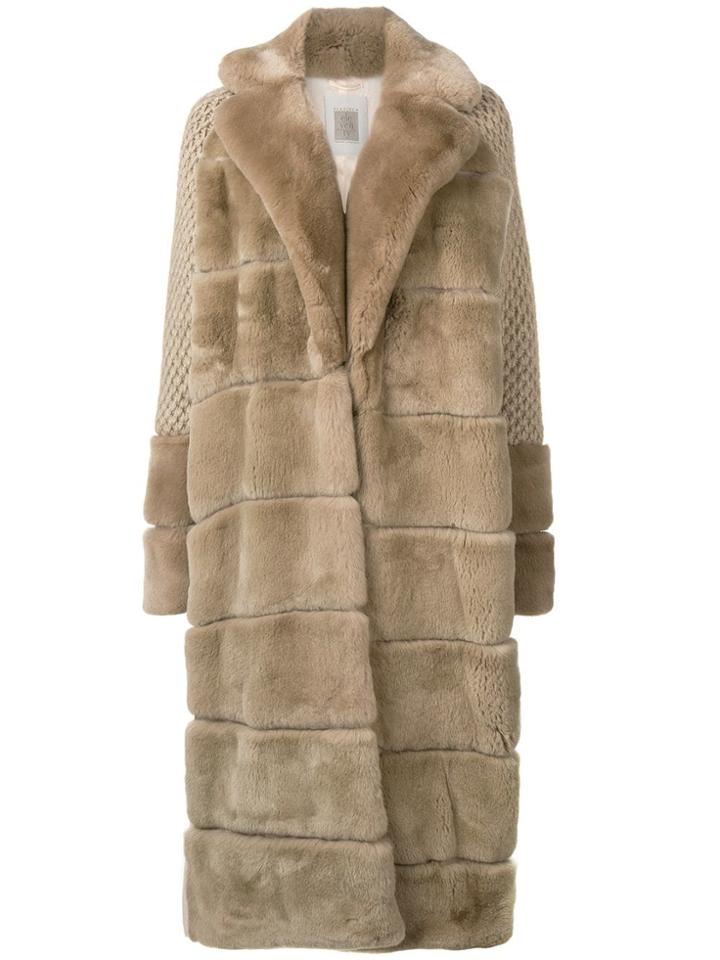 Eleventy Oversized Fur Coat - Neutrals