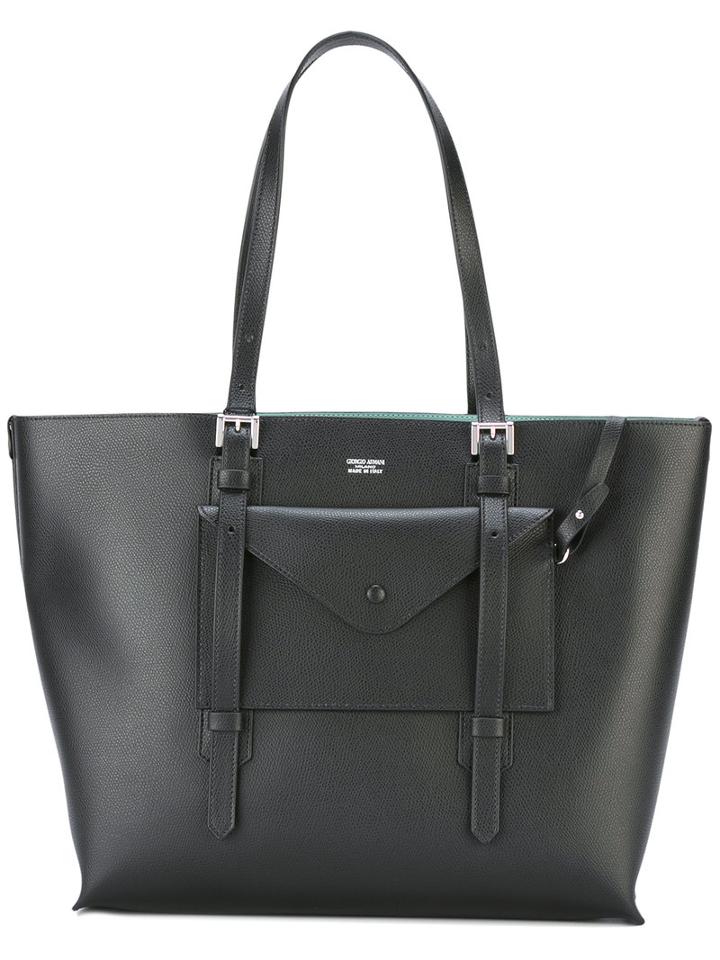 Giorgio Armani Contrast Interior Tote, Women's, Black, Calf Leather