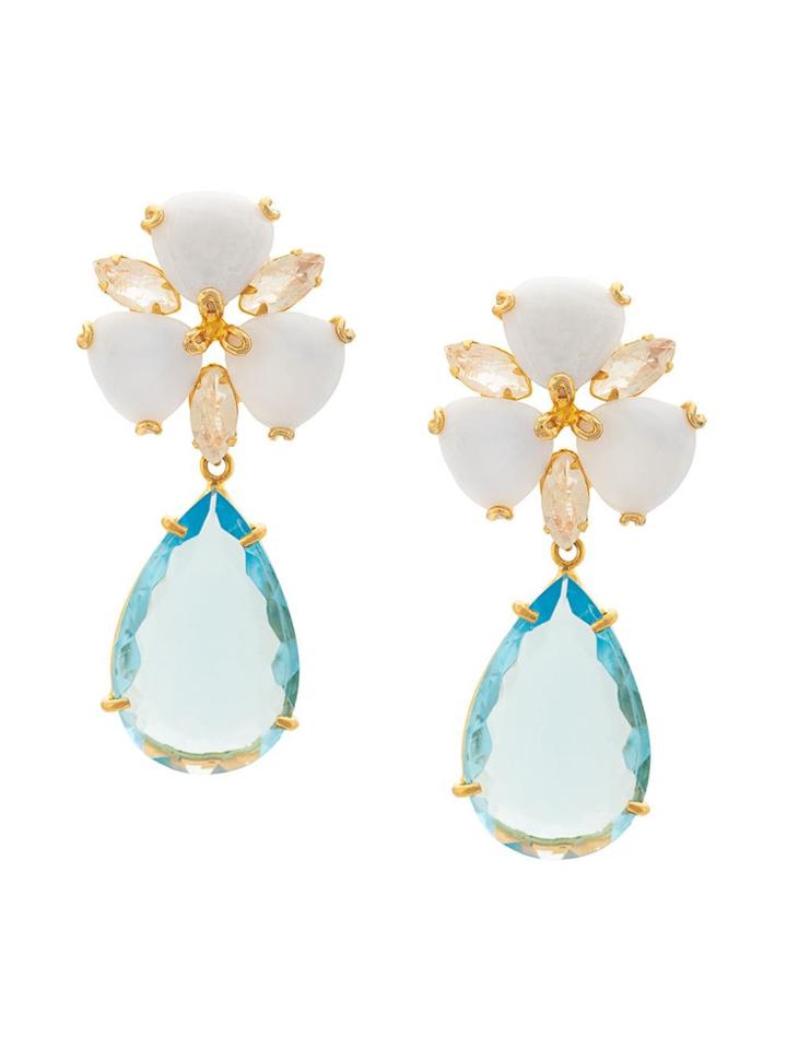 Bounkit Jewelry 2-in-1 Quartz & Agate Drop Earrings - Blue