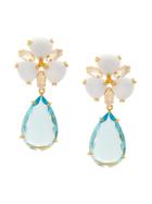Bounkit Jewelry 2-in-1 Quartz & Agate Drop Earrings - Blue