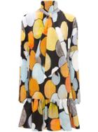 Jw Anderson Abstract Spot Print Pleated Mini Dress - Black