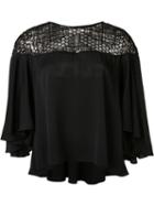 Milly Embellished Panel Blouse, Women's, Size: 12, Black, Nylon/spandex/elastane/silk