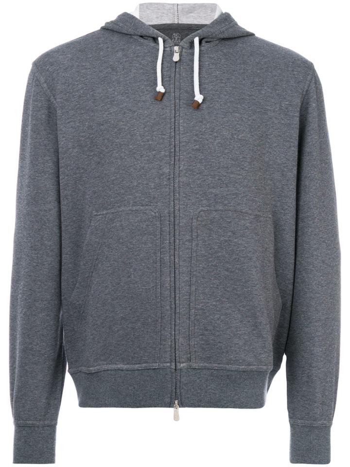 Brunello Cucinelli Zipped Hoodie - Grey