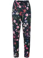 Cambio Floral Print Trousers With Stripe Panels - Blue