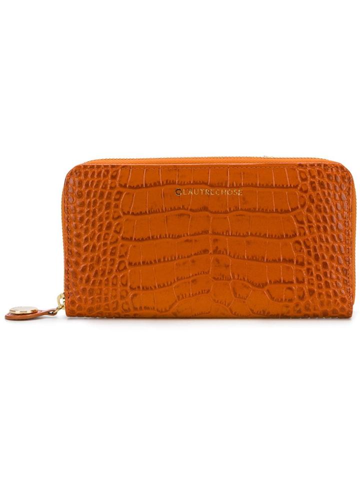 L'autre Chose Crocodile Embossed Wallet - Yellow & Orange
