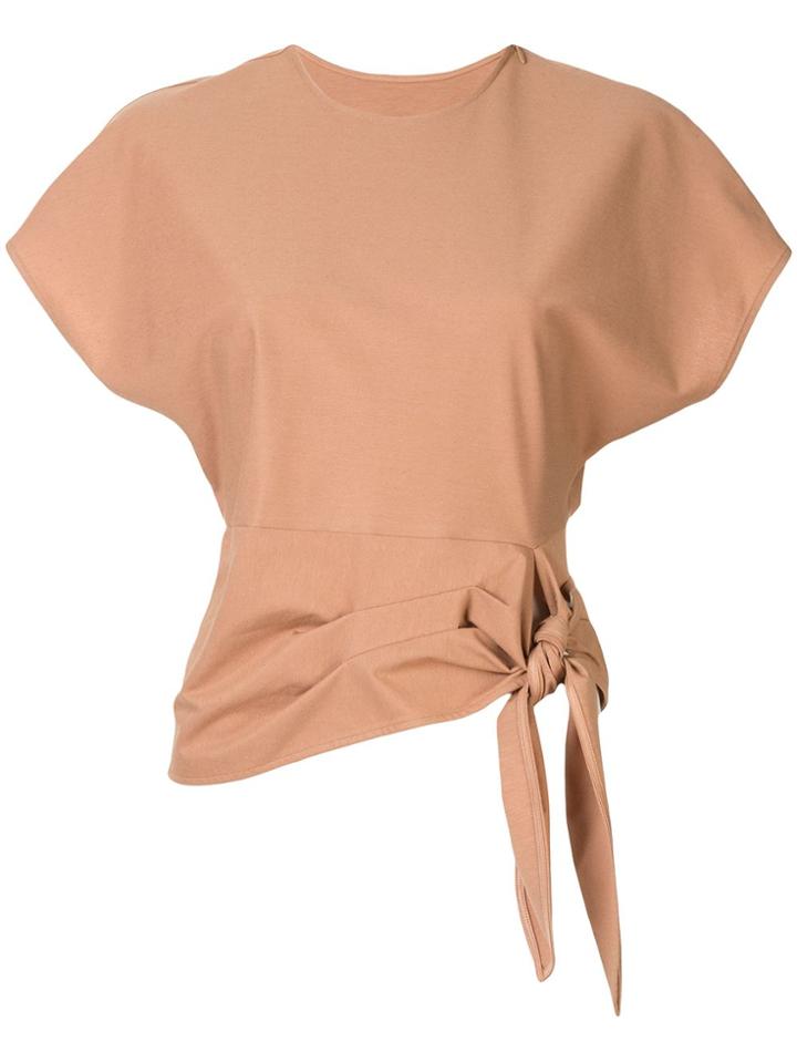 Le Ciel Bleu Tie Front Top - Brown