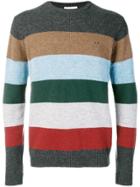 Sun 68 Striped Knit Jumper - Grey