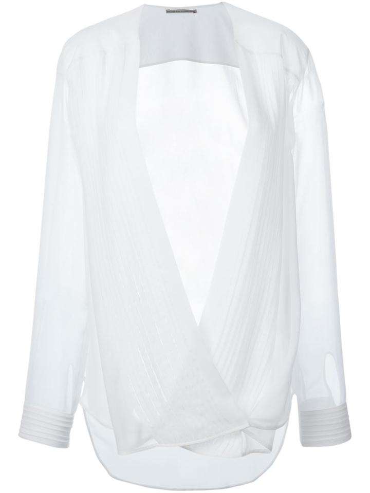 Ermanno Scervino Pleated Front Wrap Blouse, Size: 42, White, Silk