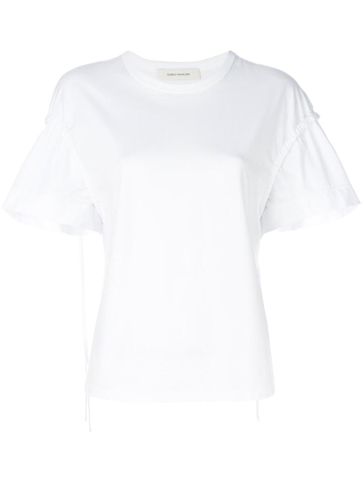 Cédric Charlier Ruffle Sleeve T-shirt - White