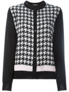 Salvatore Ferragamo Houndstooth Pattern Cardigan, Women's, Size: Medium, Black, Silk/virgin Wool