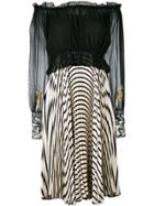 Loyd/ford Off The Shoulder Printed Pleat Dress - Black