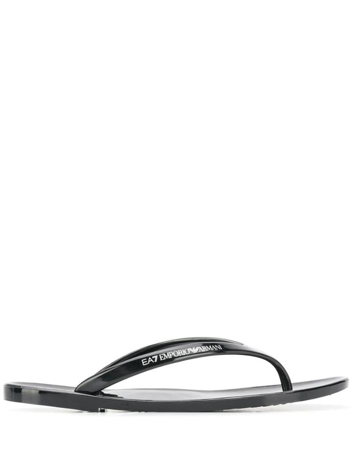 Ea7 Emporio Armani Logo Flip Flops - Black