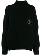 Ermanno Scervino Crystal Embellished Logo Sweater - Black