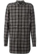 Rick Owens Plaid Flannel Shirt, Men's, Size: 46, Black, Cupro/virgin Wool