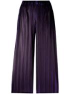 Pleats Please By Issey Miyake Straight Cropped Trousers, Women's, Size: 3, Black, Polyester