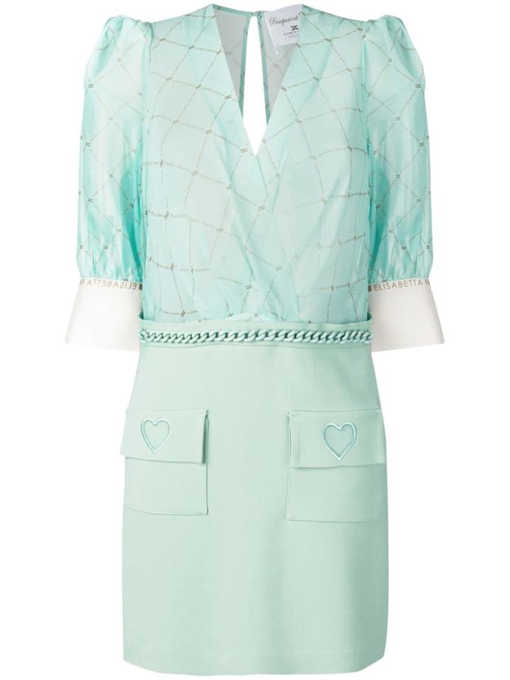 Elisabetta Franchi Logo Print Panel Dress - Green