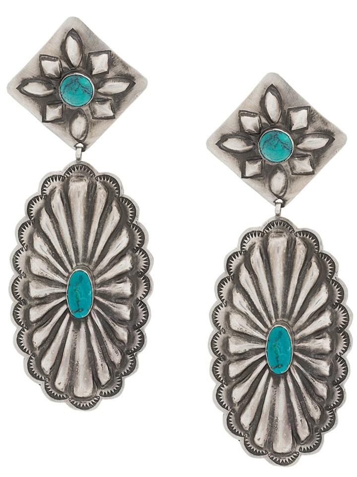 Jessie Western Etched Drop Earrings - Silver