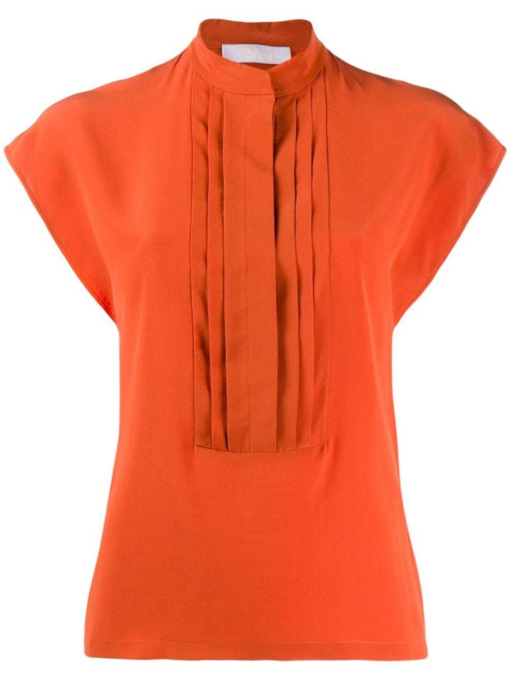 Chloé Pleated Blouse - Orange