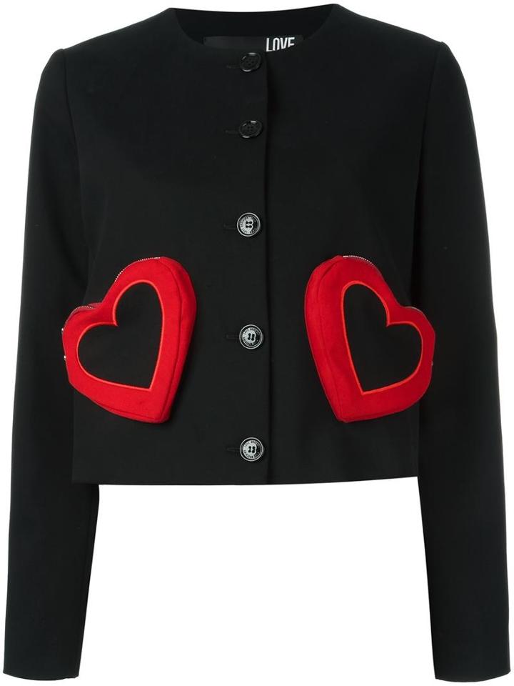 Love Moschino Heart Jacket, Women's, Size: 44, Black, Acetate/cotton/spandex/elastane