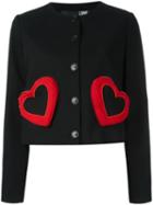 Love Moschino Heart Jacket, Women's, Size: 44, Black, Acetate/cotton/spandex/elastane