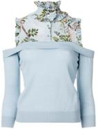 Elisabetta Franchi Blouse Roll Top Sweater Two-fer - Blue