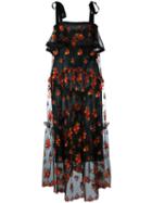 Philosophy Di Lorenzo Serafini Floral Embroidery Sheer Dress, Women's, Size: 42, Black, Polyester
