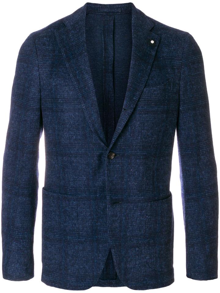 Lardini Woven Check Blazer - Blue