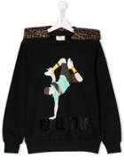 Fendi Kids Teen Dancer Print Hoodie - Black