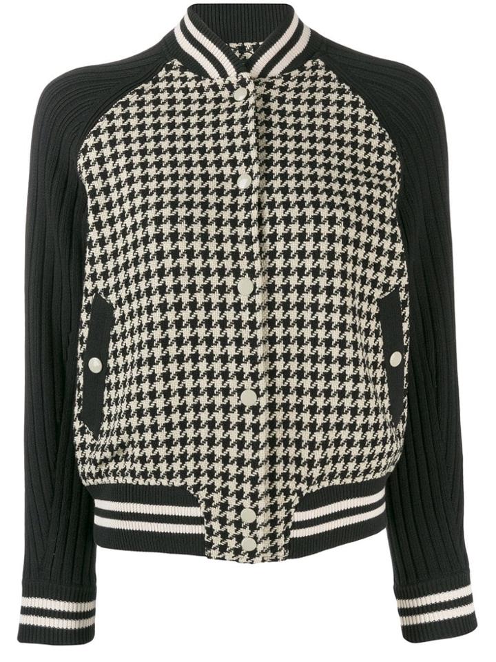 Rag & Bone Knit Houndstooth Bomber Jacket - Black