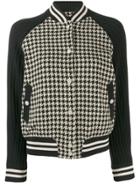 Rag & Bone Knit Houndstooth Bomber Jacket - Black