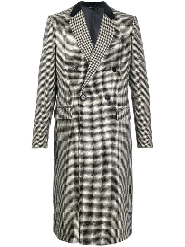 Dolce & Gabbana Houndstooth Double-breasted Coat - Black