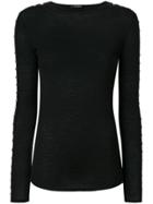 Balmain Button Detail Jersey T-shirt - Black