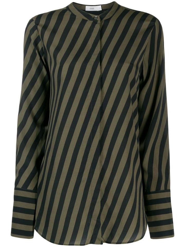 Closed Striped Mandarin Collar Shirt - Green