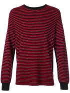 Ovadia & Sons Striped Crew Neck Sweater - Red