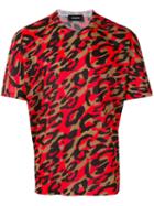 Dsquared2 Leopard Print T-shirt, Men's, Size: Xs, Red, Polyester