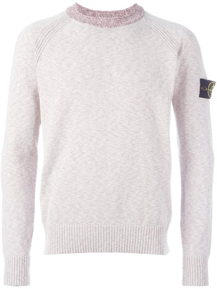 Stone Island Arm Patch Pullover, Men's, Size: Medium, Pink/purple, Cotton/polyamide