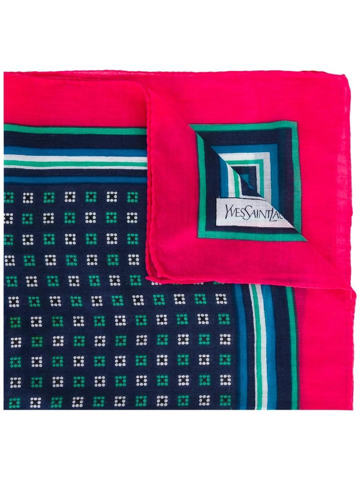 Printed Pocket Square, Adult Unisex, Blue, Yves Saint Laurent Vintage