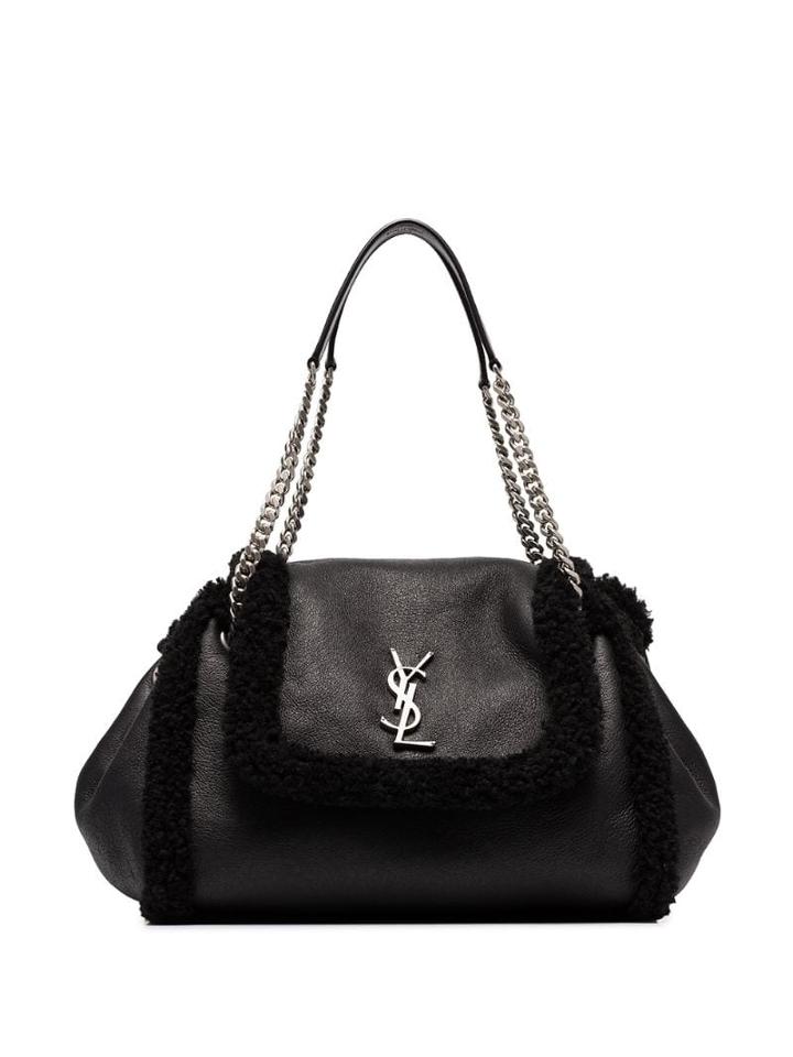 Saint Laurent Small Nolita Shearling Shoulder Bag - Black