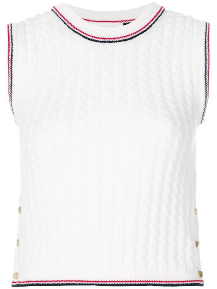 Thom Browne Ribbed Sleeveless Top - White