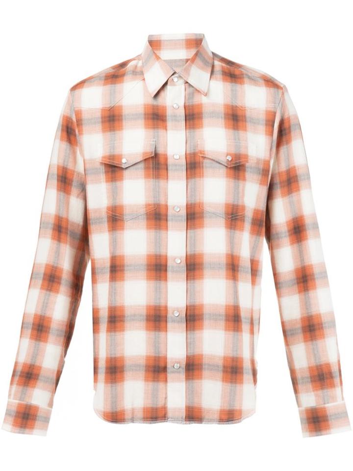 Maison Margiela Plaid Print Shirt, Men's, Size: 40, Yellow/orange, Cotton