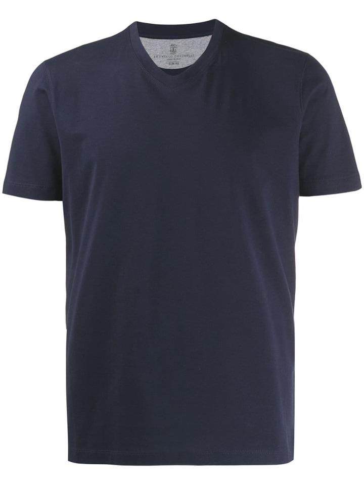 Brunello Cucinelli V-neck Classic T-shirt - Blue